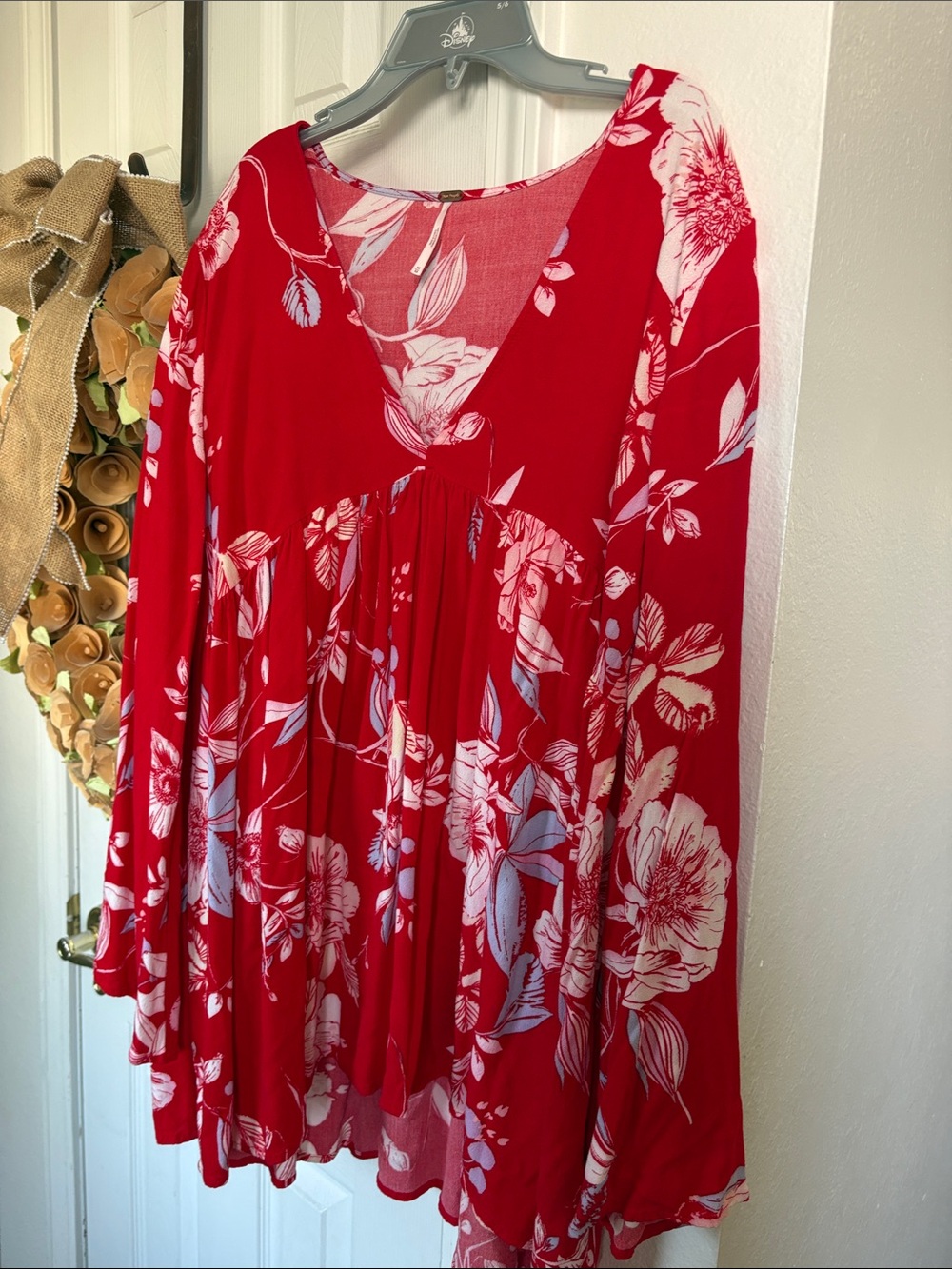 Free People Bella red floral tunic.